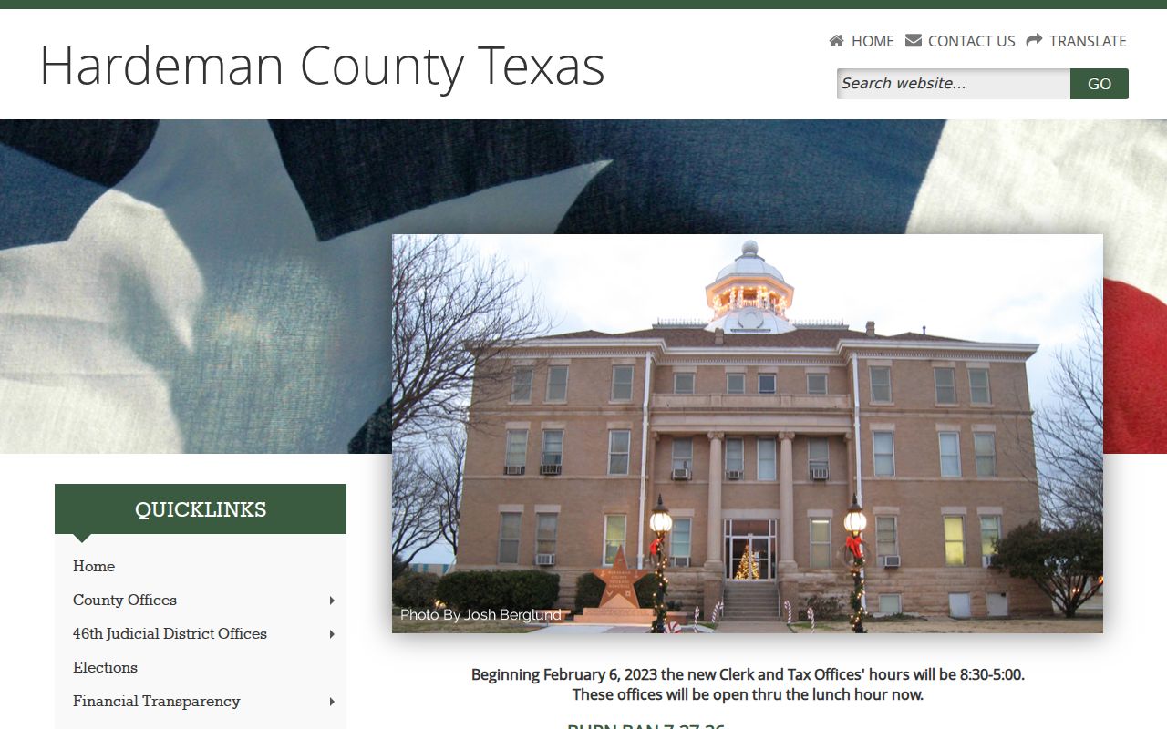 Hardeman County court docket access on the official county homepage